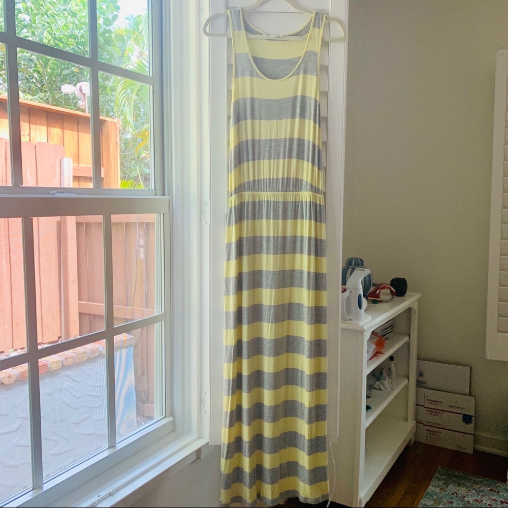 Pink Rose Striped Knit Maxi Dress